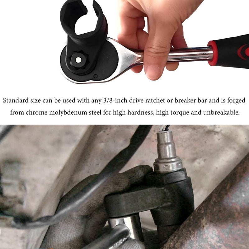 YTFRL Oxygen Sensor Socket, 3/8-Inch Drive by 7/8-Inch 22mm Offset O2 Sensor Removal Tool, 6-Point Low Profile Remover Wrench with Wire Gate Side Access Universal Fit for Most Vehicles - Image 5